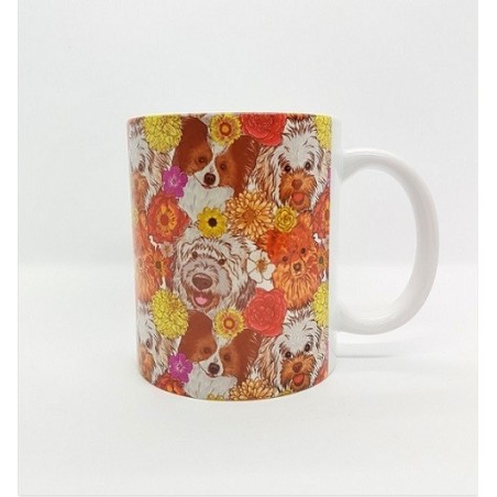 Mug - Chiens et fleurs multi