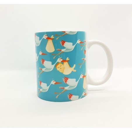 Mug - Cigognes et bébés bleu