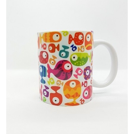 Mug - Poissons multi fond blanc