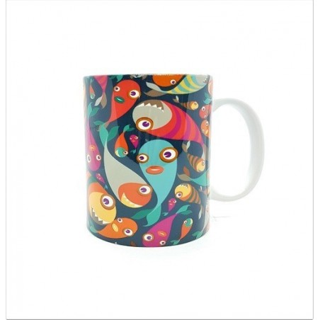 Mug - Poissons multi fond bleu
