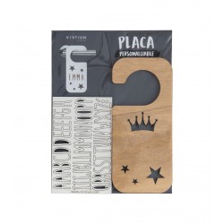 Plaque de porte personnalisable COURONNE Bois - Vintiun