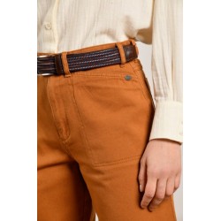 Pantalon large POULIGUEN-25263 Marron - Mat de Misaine