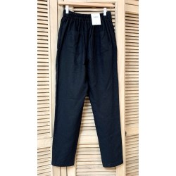 Pantalon lin mélangé PS401 Noir - C'est Beau la Vie