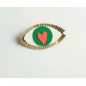 Broche OEIL Vert - Rose Bouchon