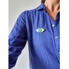 Broche OEIL Vert - Rose Bouchon