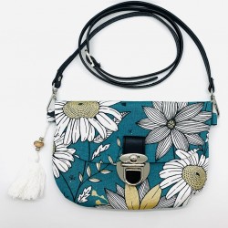 Sac Bandoulière fleur Bleu-...