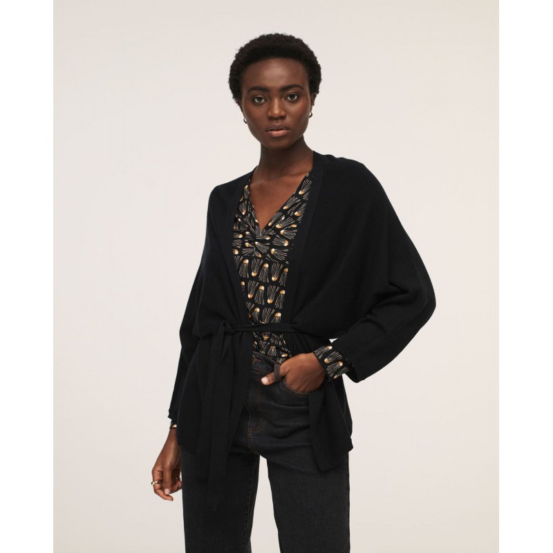 Gilet kimono LITI338 Noir - Surkana