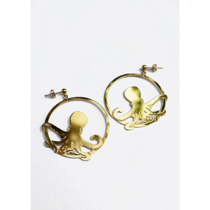 Boucles D'Oreilles Créoles Octopus - Hirondelle Bijoux - Achat en ligne - Jaines