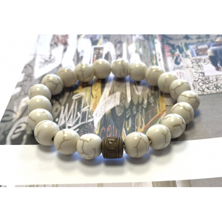 Bracelet en Pierre d'Howlite - Jaïnès & Co - Achat en ligne - Jaïnès