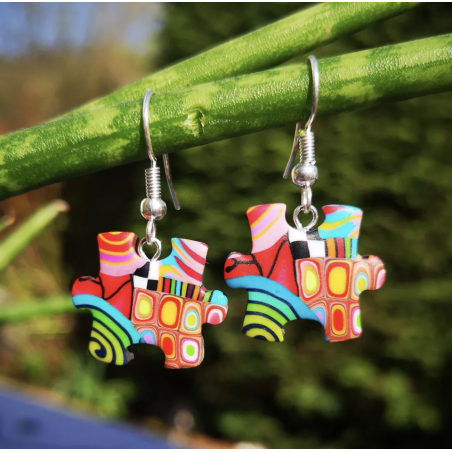 Boucles d'oreille Puzzle Mini - Liz Créations - Achat en ligne - Jaines