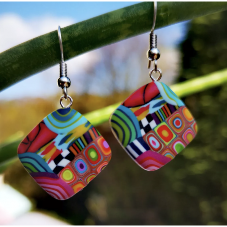 Boucles d'oreille Carrées Mini - Liz Créations - Achat en ligne - Jaines