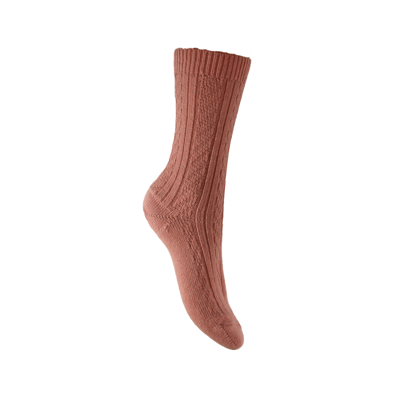 Chaussettes Torsade Laine et Cachemire Rose 58231 - Labonal