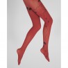 Collants Fins Rouge à Fleurs Noires et Marines FICFLEUR - Berthe Aux Grands Pieds