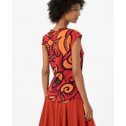 T-Shirt Imprimé Orange TICE012 - Surkana