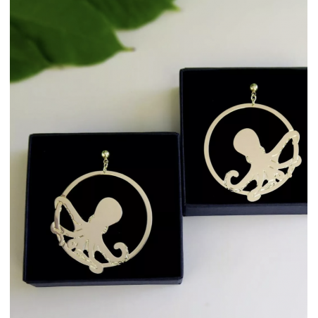Boucles D'Oreilles Créoles Octopus - Hirondelle Bijoux - Achat en ligne - Jaines