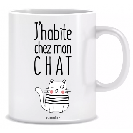 Mug J'Habite Chez Mon Chat - Les Cornichons - Achat en ligne - Jaines