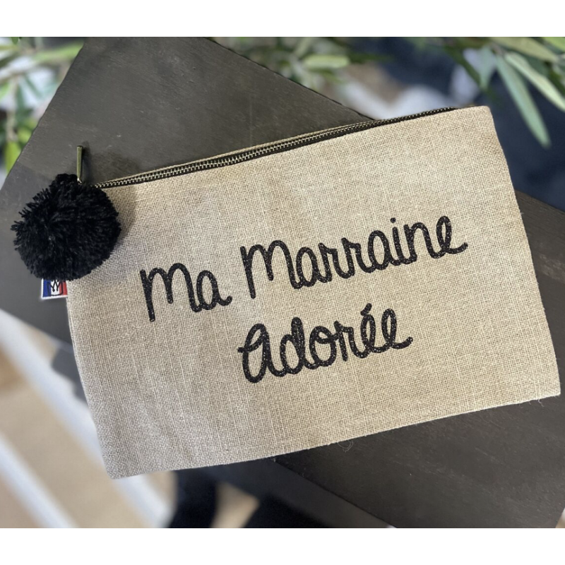 Pochette zippée Marraine - Toiles Chics - Achat en ligne - Jaines