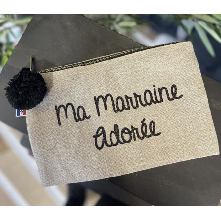 Pochette zippée Marraine - Toiles Chics - Achat en ligne - Jaines