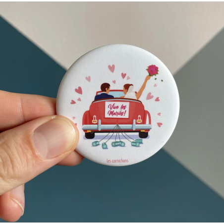 Magnet décapsuleur Vives Les Mariés - Les Cornichons - Achat en ligne - Jaines