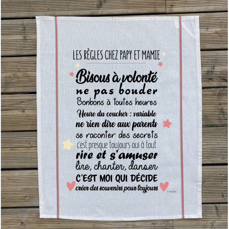 Torchon Règles Chez Papy et Mamie - Les Cornichons