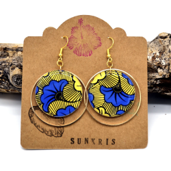 Boucles D'Oreilles Bleu et Doré - Jaïnès & Co