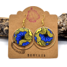 Boucles D'Oreilles Bleu et Doré - Jaïnès & Co