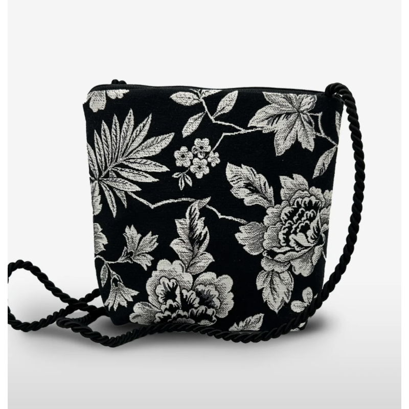 Sac bandoulière FLEURS Noires - Belly Moden