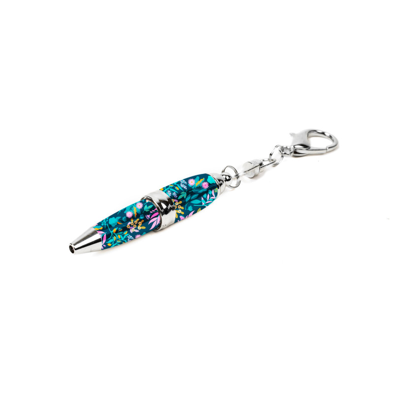 Stylo porte-clé bleu floral - Catwalk