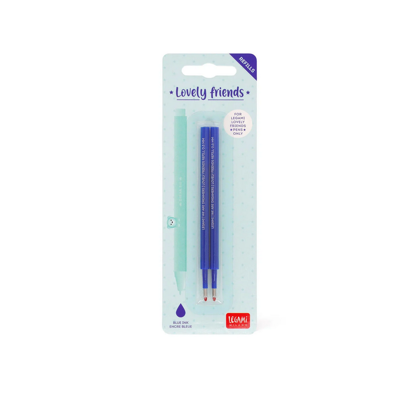 Recharges pour Stylo à encre Gel Lovely Friends BLEU - Legami