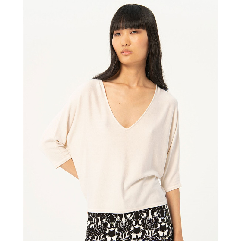Pull Oversize blanc BASI232 - Surkana