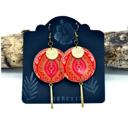 Boucles d'Oreilles Rouge et Doré - Sunkris - Achat en ligne - Jaines