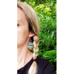 Boucles D'Oreilles Bombay Bleu et Doré - Jaïnès & Co