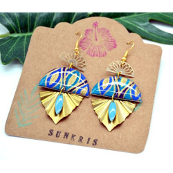 Boucles D'Oreilles Bombay Bleu et Doré - Jaïnès & Co