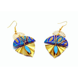 Boucles D'Oreilles Bombay Bleu et Doré - Jaïnès & Co