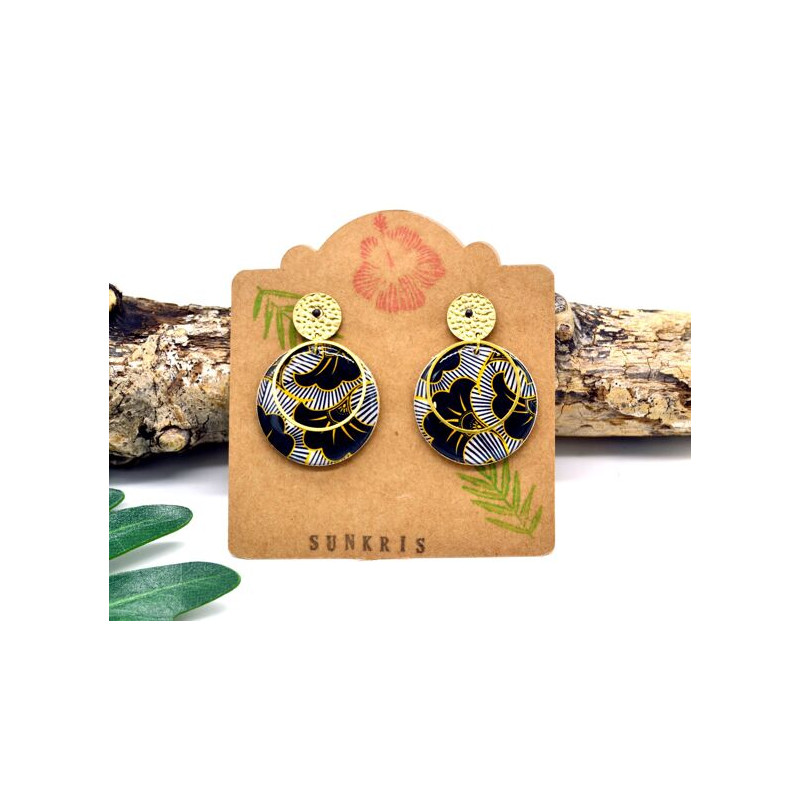 Boucles D'Oreilles Noir et Doré - Jaïnès & Co