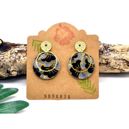 Boucles d'Oreilles Noir et Doré - Jaïnès & Co - Achat en ligne - Jaines