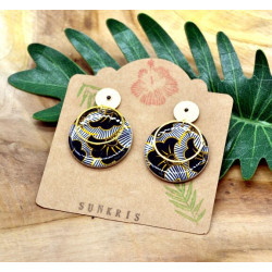 Boucles D'Oreilles Noir et Doré - Jaïnès & Co