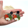 Boucles D'Oreilles Seigaiha noir et rouge  - Jaïnès & Co