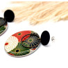 Boucles D'Oreilles Seigaiha noir et rouge  - Jaïnès & Co