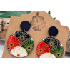 Boucles D'Oreilles Seigaiha noir et rouge  - Jaïnès & Co