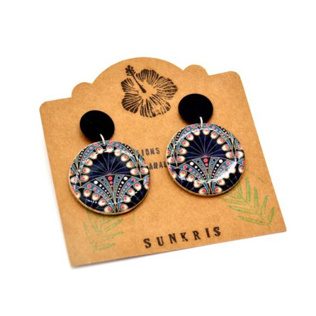 Boucles d'Oreilles Plume de paon- Jaïnès & Co - Achat en ligne - Jaines