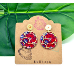 Boucles d'Oreilles Eventails rouge et doré- Jaïnès & Co - Achat en ligne - Jaines