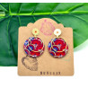 Boucles d'Oreilles Eventails rouge et doré- Jaïnès & Co - Achat en ligne - Jaines