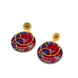 Boucles d'Oreilles Eventails rouge et doré- Jaïnès & Co - Achat en ligne - Jaines