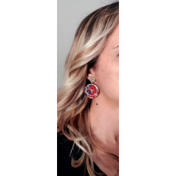 Boucles d'Oreilles Eventails rouge et doré- Jaïnès & Co - Achat en ligne - Jaines