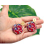 Boucles d'Oreilles Eventails rouge et doré- Jaïnès & Co - Achat en ligne - Jaines
