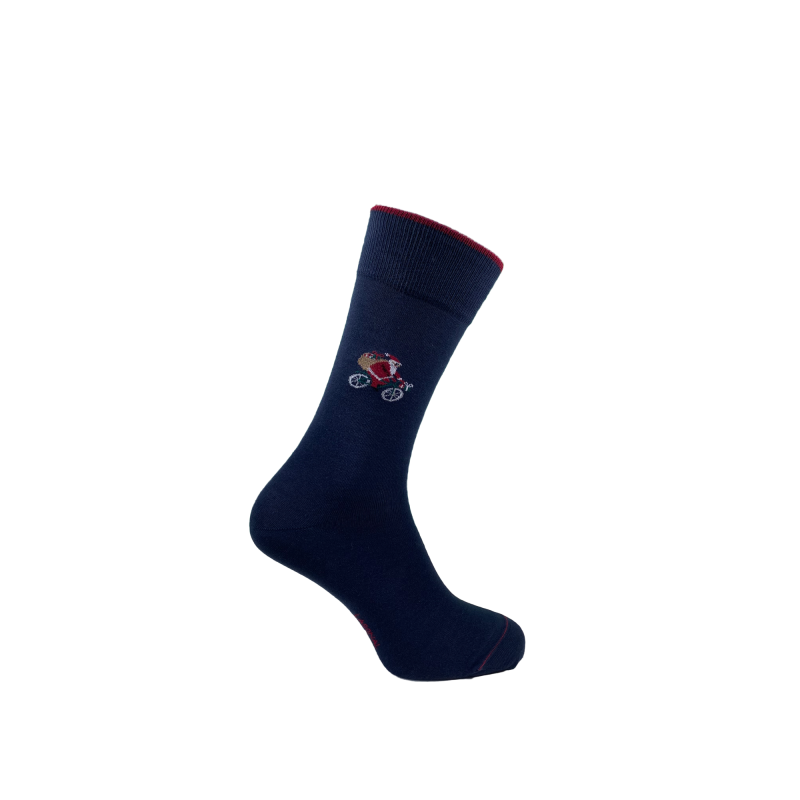 Chaussettes Marine Père Noël à Vélo 34457 - Labonal