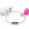 Porte-clés Chat blanc & sa pelote de laine - Metalmorphose