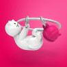 Porte-clés Chat blanc & sa pelote de laine - Metalmorphose