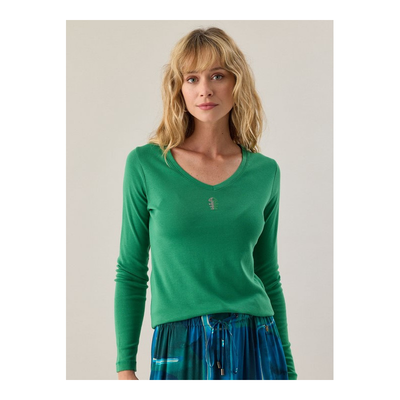 T-Shirt col V Miroir Jet DTSL373 - Diplodocus